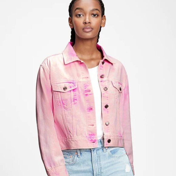 Gap pink denim jean jacket XS XSmall 0 2 - Picture 5 of 11